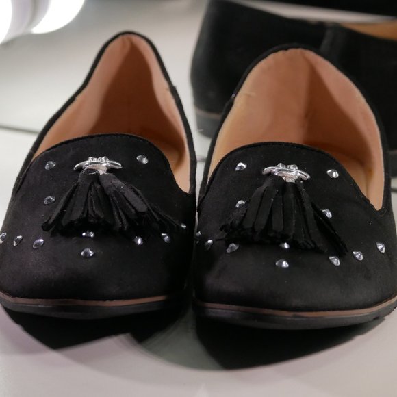 Studded Black Suede Flats - Picture 2 of 2